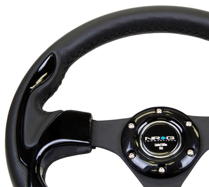 NRG Reinforced Steering Wheel- 320mm Sport Steering Wheel w/ Black Trim RST-001BK Photo - Primary