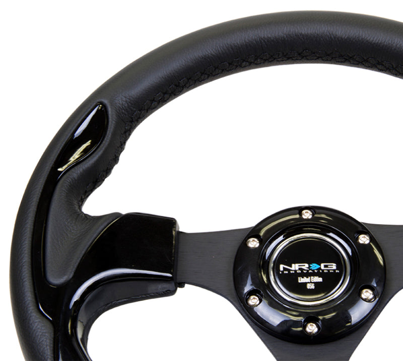 NRG Reinforced Steering Wheel- 320mm Sport Steering Wheel w/ Black Trim RST-001BK Photo - Primary