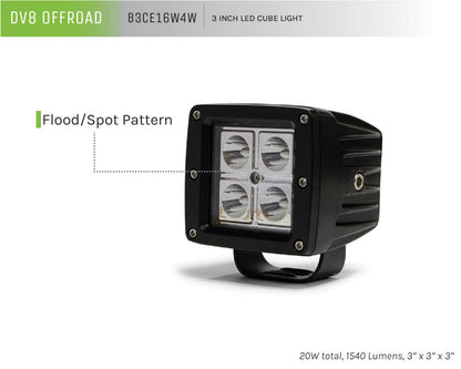 DV8 Offroad 3in Cube LED Light 20W Spot 5W LED - Chrome B3CE16W4W B3CE16W4W Product Brochure - a specific brochure describing a Product