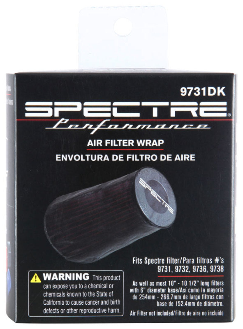 Spectre Universal Pre-Filter Wrap 6.125in. x 9.125in. - Black 9731DK 9731DK Photo - in package