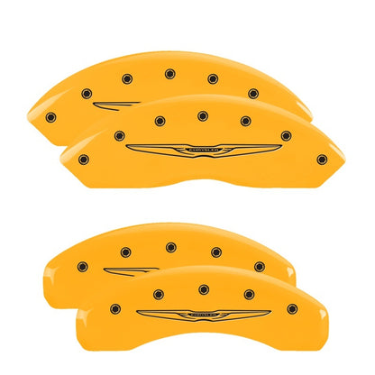 MGP 4 Caliper Covers Engraved Front & Rear Style 2/Chrysler Wing Yellow finish black ch 32021SCW2YL 32021SCW2YL Photo - Primary