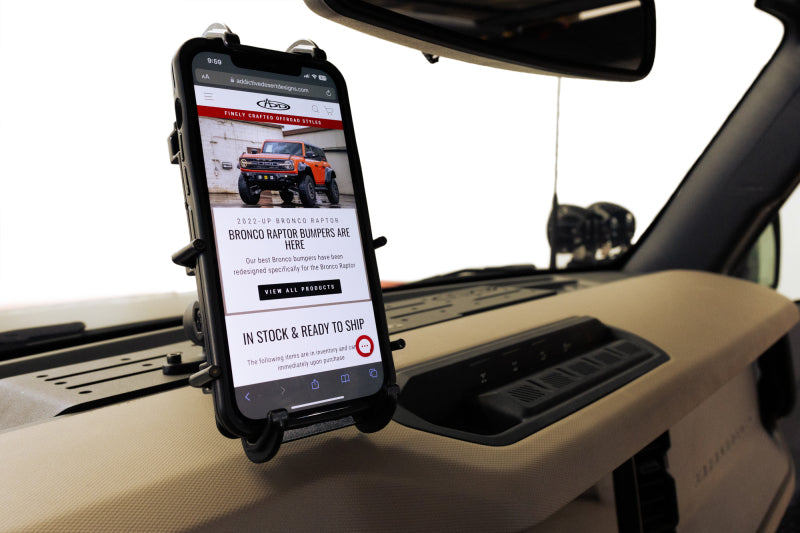 Addictive Desert Designs ADD 21-23 Ford Bronco & Bronco Raptor Digital Device Dash Mount AC2302601NA AC2302601NA Photo - Mounted