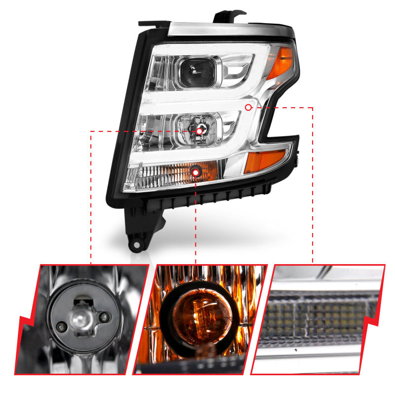ANZO 2015-2020 Chevy Tahoe Projector Headlights Plank Style Chrome w/DRL 111493 111493 User 2