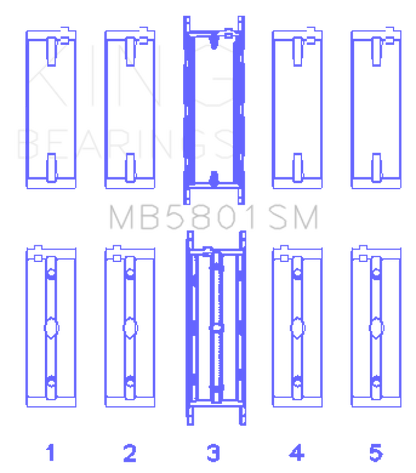 King Engine Bearings King BMW N63/S63 (Size +0.25mm) Crankshaft Main Bearing Set MB5801SM0.25 MB5801SM0.25 Photo - Primary