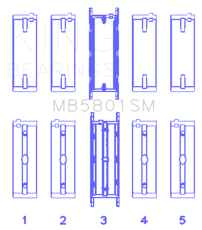 King Engine Bearings King BMW N63/S63 (Size +0.25mm) Crankshaft Main Bearing Set MB5801SM0.25 MB5801SM0.25 Photo - Primary