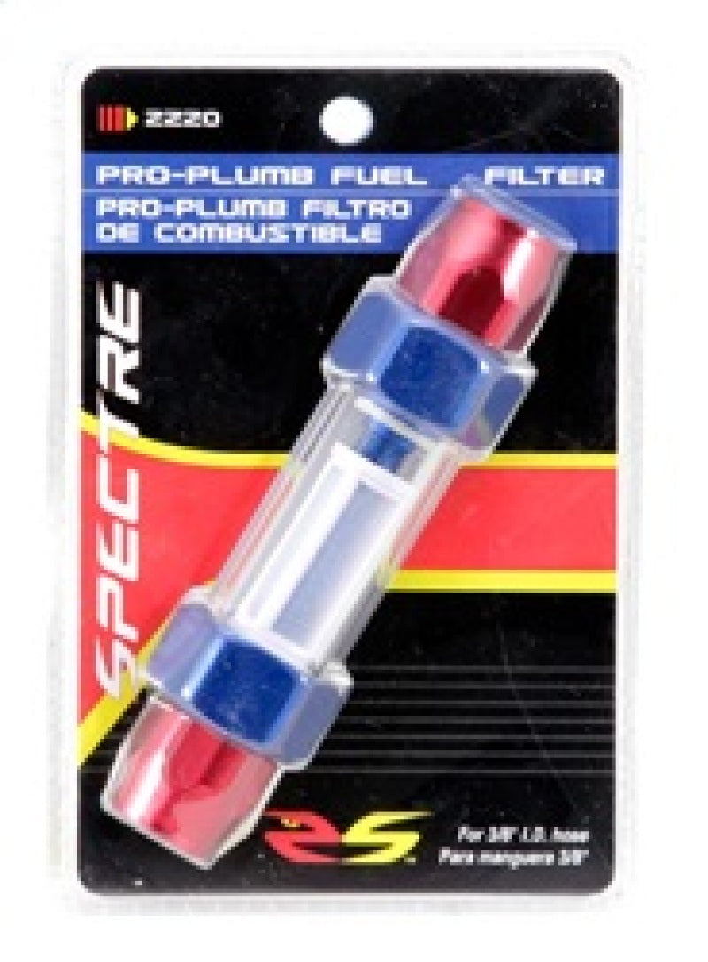 Spectre Pro-Plumbing Fuel Filter 3/8in. - Red/Blue 2220 2220 Photo - in package