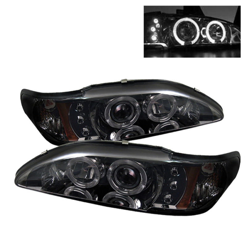 Spyder Ford Mustang 94-98 1PC Projector LED Halo Amber Reflctr LED Smk PRO-YD-FM94-1PC-AM-SMC 5010414 5010414 Photo - Primary