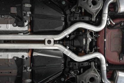 MBRP 18-20 Ford Mustang GT 5.0 w/ Quad Tip Active Exhaust Cat Back Split Rear T304 w/ Carb Fib Tips S72093CF S72093CF Photo - Mounted