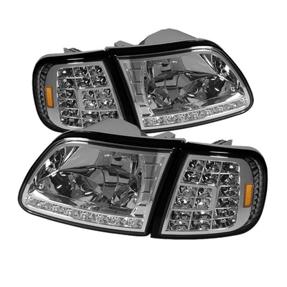SPYDER Xtune Ford F150 97-03 Crystal Headlights w/ Clear LED Corners Chrome HD-ON-FF15097-LED-SET-C 5014191 5014191 Photo - Primary