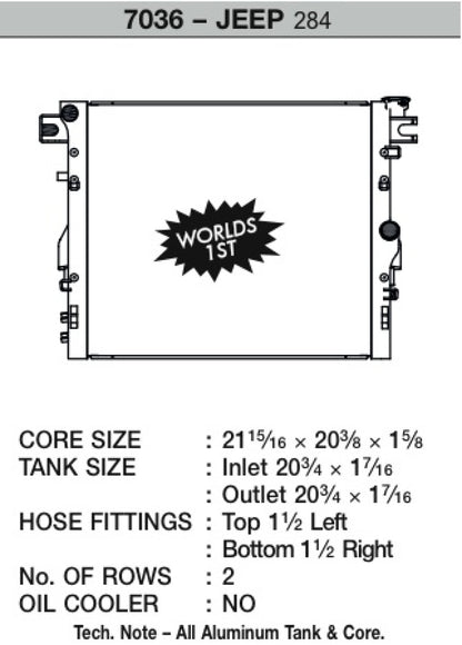 CSF 07-12 Jeep Wrangler (JK) Heavy Duty (Automatic & Manual) 7036 Technical Drawing