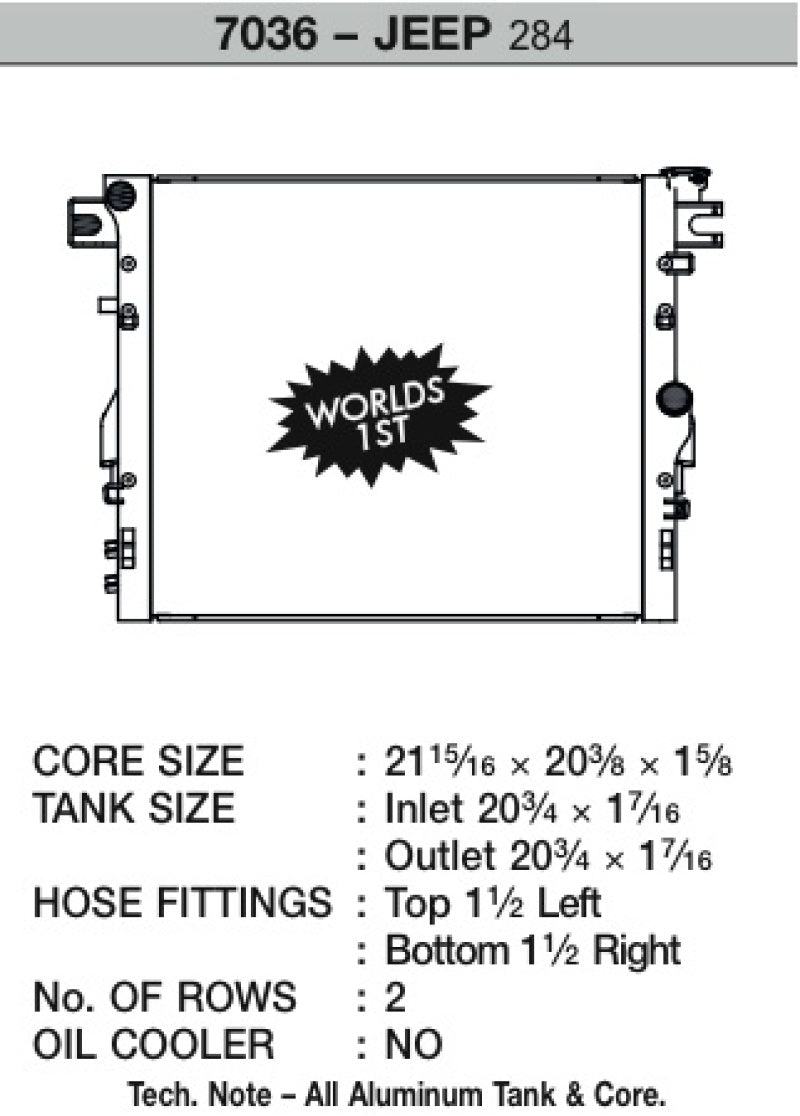 CSF 07-12 Jeep Wrangler (JK) Heavy Duty (Automatic & Manual) 7036 Technical Drawing