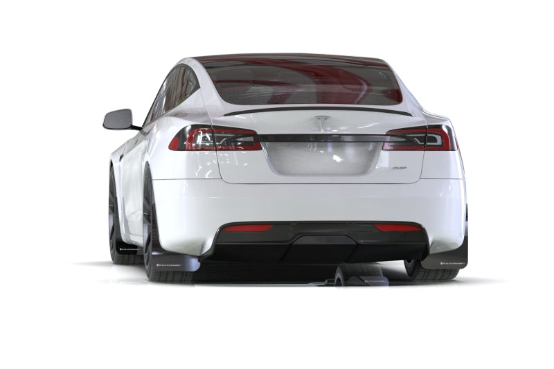 Rally Armor 21-23 Tesla Model S / S Plaid Black UR Mud Flap w/ White Logo MF101-UR-BLK-WH MF101-UR-BLK-WH User 1