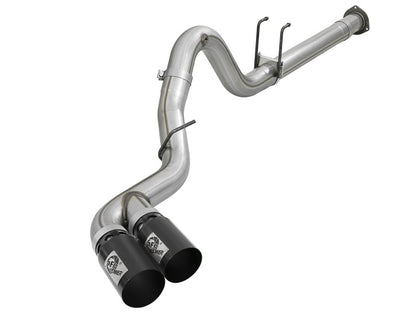 aFe Rebel XD 4in SS DPF-Back Exhaust 17-18 FOrd Diesel Trucks V8-6.7L (td) w/ Dual Black Tips 49-43102-B 49-43102-B Photo - Primary