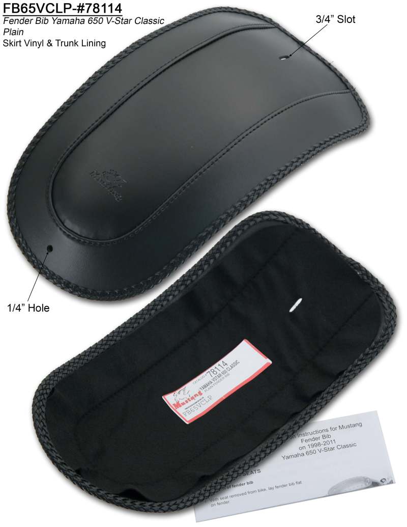 Mustang Motorcycle Mustang 98-11 Yamaha V-Star Classic Fender Bib - Black 78114 78114 User 1