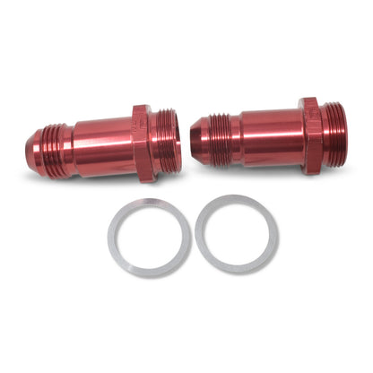 Russell -6 AN Holley Dual Feed Carb Adapter Fitting (Red Finish) 640210 Photo - out of package