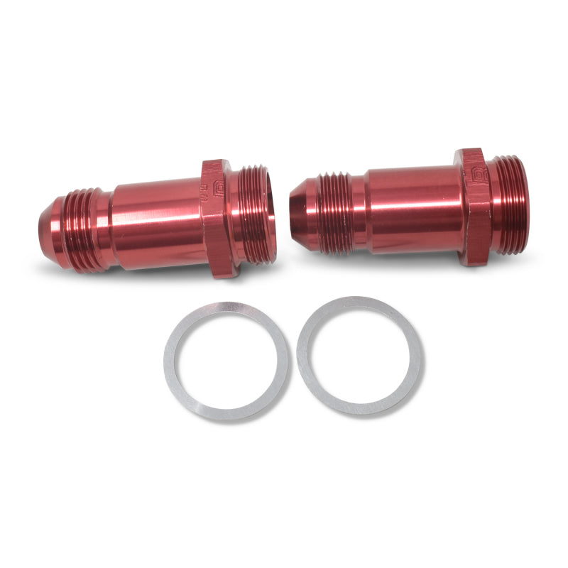 Russell -6 AN Holley Dual Feed Carb Adapter Fitting (Red Finish) 640210 Photo - out of package