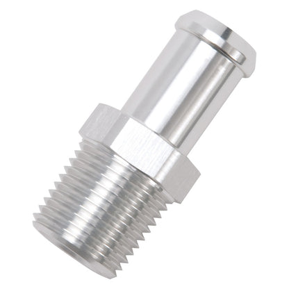 Edelbrock Hose End, Straight, 1/2" NPT to 5/8" Barb, Clear Anodize 8160 Photo - Unmounted
