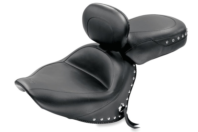 Mustang Motorcycle Mustang 07-17 Yamaha V-Star 1300,1300 Tourer Wide 2PC Seat w/ Driver Backrest Studs- Black 79476 79476 Photo - Primary
