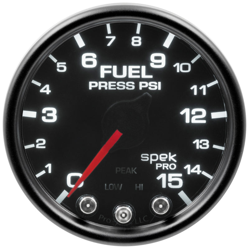 Autometer Spek-Pro Gauge Fuel Press 2 1/16in 15psi Stepper Motor W/Peak & Warn Blk/Smoke/Blk P31552 P31552 User 2