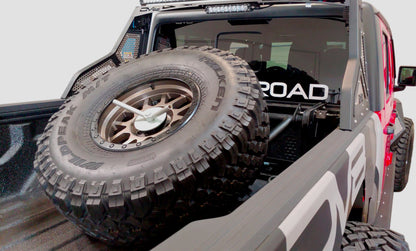DV8 Offroad 2019+ Jeep Gladiator In-Bed Adjustable Tire Carrier TCGL-01 TCGL-01 Photo - Mounted