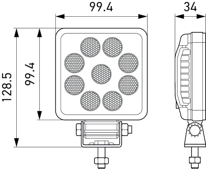 Hella ValueFit LED Work Light PS1000 LED MV CR LT 357114002 357114002 Technical Drawing