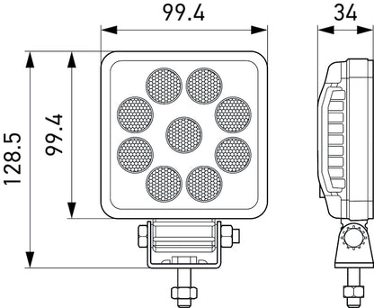 Hella ValueFit LED Work Light PS1000 LED MV CR LT 357114002 357114002 Technical Drawing