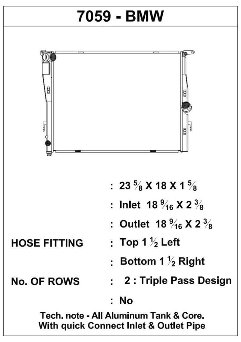 CSF 07-13 BMW M3 (E9X) Triple Pass Radiator 7059 7059 Technical Drawing