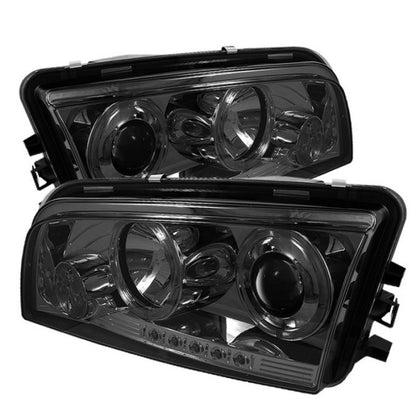 Spyder Dodge Charger 06-10 Projector Headlights Halogen Only - LED Halo LED Smke PRO-YD-DCH05-LED-SM 5009753 5009753 Photo - Primary