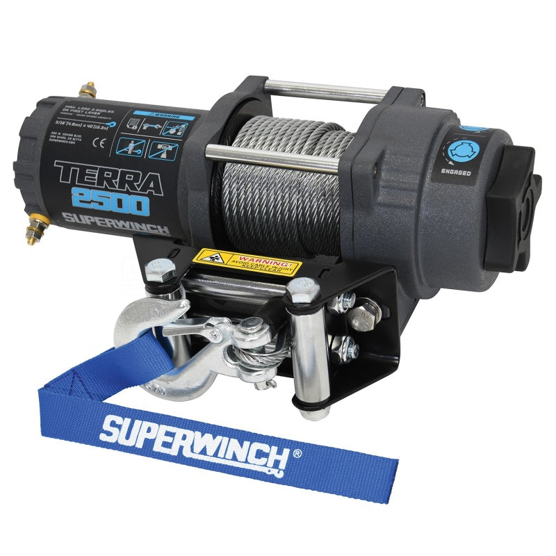 Superwinch 2500 LBS 12V DC 3/16in x 40ft Steel Rope Terra 2500 Winch - Gray Wrinkle 1125260 1125260 Photo - Primary