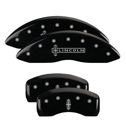 MGP 4 Caliper Covers Engraved Front Lincoln Engraved Rear Star logo Black finish silver ch 36021SLC1BK 36021SLC1BK Photo - Primary