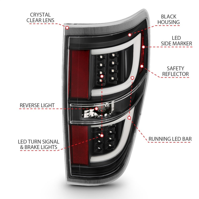 Anzo 2009-2013 Ford F-150 LED Taillights Black 311257 Photo - Unmounted