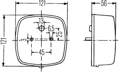 Hella 2578 Stop / Turn / Tail / License Plate Lamp 002578701 002578701 Technical Drawing