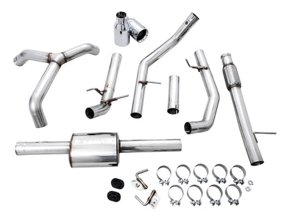 AWE Tuning 4th Gen GM 1500 5.3L 0FG Catback Split Rear Exit (Flat Bumper) - Quad Chrome Tips 3015-32205 3015-32205 Photo - out of package