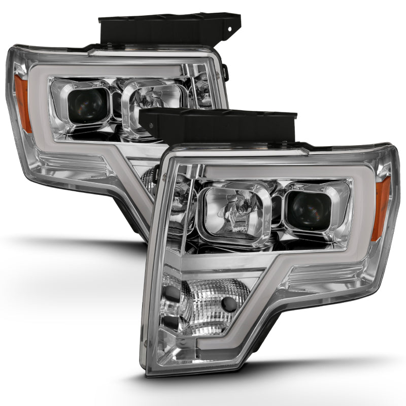 ANZO 2009-2014 Ford F-150 Projector Headlight Plank Style Chrome Amber 111444 111444 Photo - Unmounted