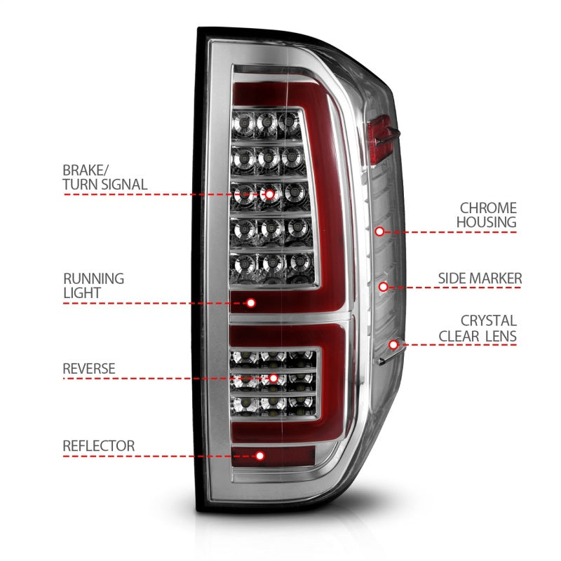 ANZO 2014-2021 Toyota Tundra LED Taillights Chrome Housing/Clear Lens 311438 311438 Photo - Unmounted