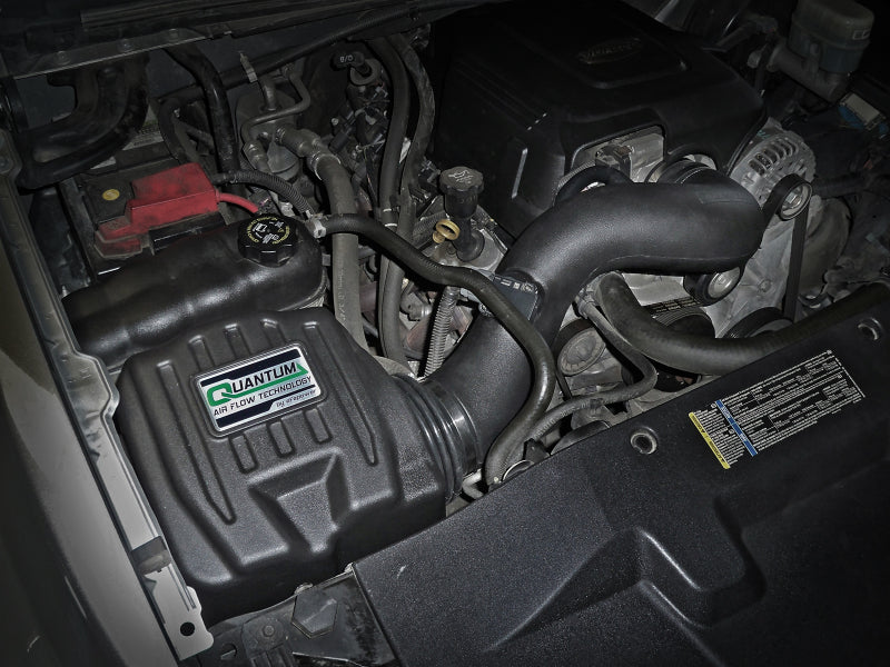aFe Quantum Cold Air Intake System w/ Pro Dry S Media 09-13 GM Silverado / Sierra V8-4.8/5.3/6.2L 53-10029D 53-10029D Photo - Mounted