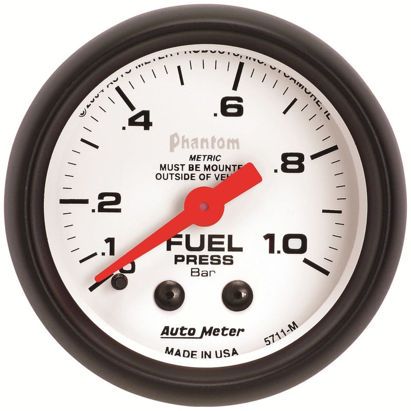 Autometer Phantom 2-1/16in 0-1.0 Bar Mechanical Fuel Pressure Gauge 5711-M 5711-M User 1
