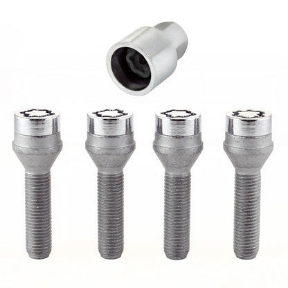 McGard Wheel Lock Bolt Set - 4pk. (Cone Seat) M12X1.5 / 17mm Hex / 40.5mm Shank Length - Chrome 27013 27013 Photo - out of package