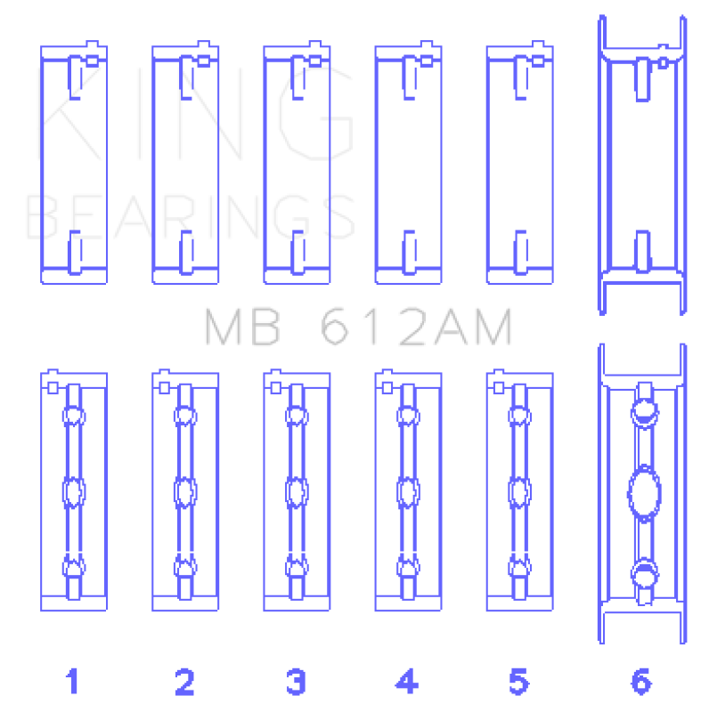 King Engine Bearings Volvo 520/B5252/B5254F/T/B5234F/T (Size +0.50mm) Main Bearing Set MB612AM0.5 MB612AM0.5 Photo - Primary