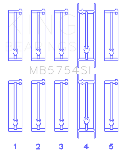 King Engine Bearings ChevrolET 121Ci/Ln2 134Ci Fl O/S 010 (Size +0.50mm) Main Bearing Set MB5754SI0.5 MB5754SI0.5 Photo - Primary