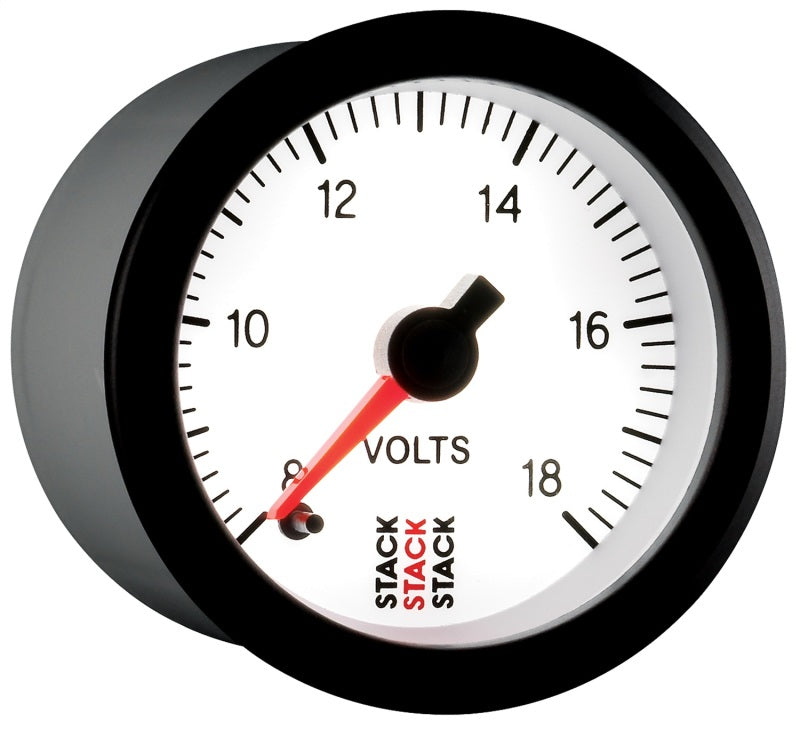 Autometer Stack 52mm 8-18V Pro Stepper Motor Battery Voltage Gauge - White ST3366 ST3366 User 6