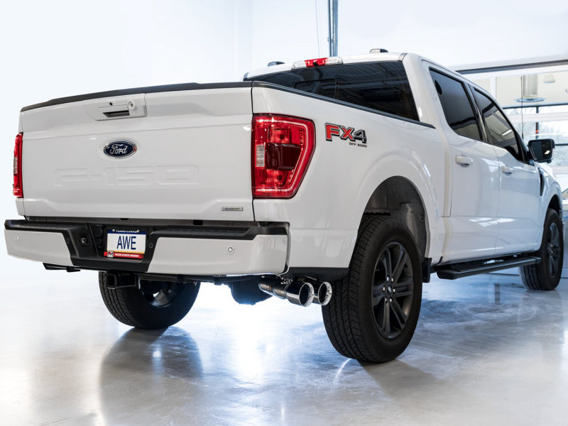 AWE Tuning AWE 0FG 21+ Ford F150 Dual Side Exit Cat-Back Exhaust- 4.5in Chrome Silver Tips 3015-22067 3015-22067 Photo - Mounted