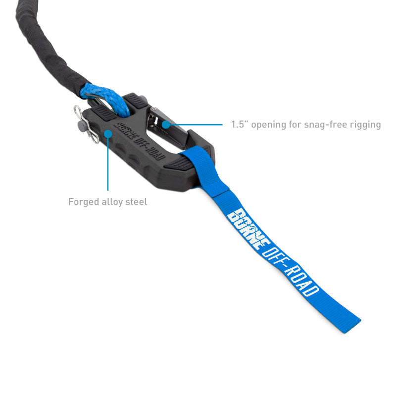 Borne Off-Road Winch Hook - 3/8in Rope - Hand Strap - Blue BNWN-SR-38-85KBL BNWN-SR-38-85KBL Photo - Primary