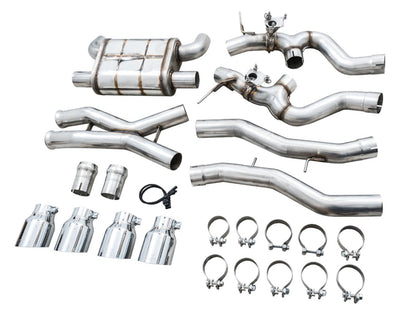 AWE Tuning AWE SwitchPath Catback Exhaust for BMW G8X M3/M4 - Chrome Silver Tips 3025-43480 3025-43480 Photo - out of package