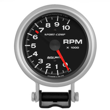 Autometer Gauge, Tachometer, 3 3/4", 10K Rpm, Pedestal W/ Red Line, Sport-Comp 3700 Photo - Primary