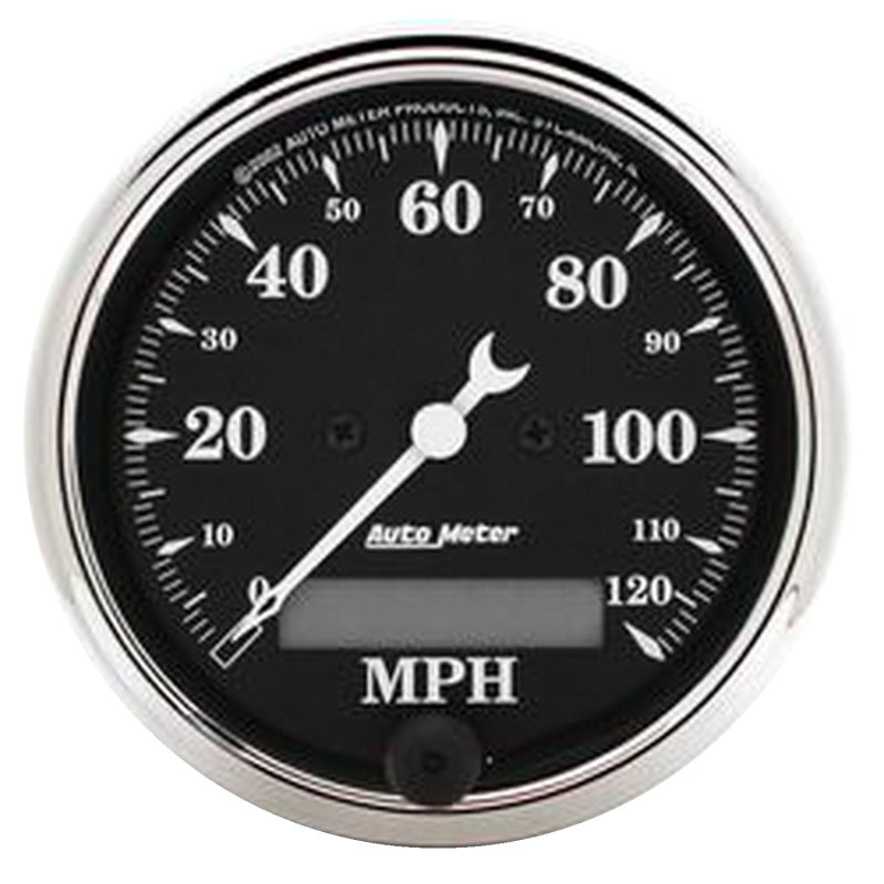 Autometer Gauge, Speedometer 3 1/8" 120Mph Elec. Prog. w Lcd Odo, Old Tyme Black 1787 Photo - Primary