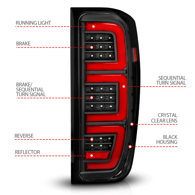 ANZO 19-23 GMC Sierra 1500/2500HD/3500HD Black Replacement Full LED Bar Tail Light 311457 311457 User 3