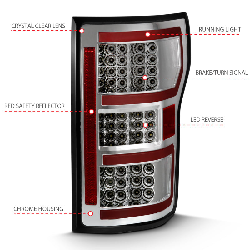 ANZO 2018-2019 Ford F-150 LED Taillight Chrome (Red Light Bar) (w/ Sequential) 311316 311316 Photo - out of package