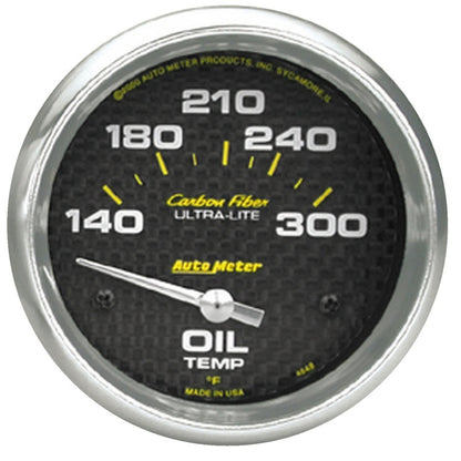 Autometer 2-5/8" Oil Temperature, 140-300 °F, Air-Core, Carbon Fiber 4848 Photo - Primary