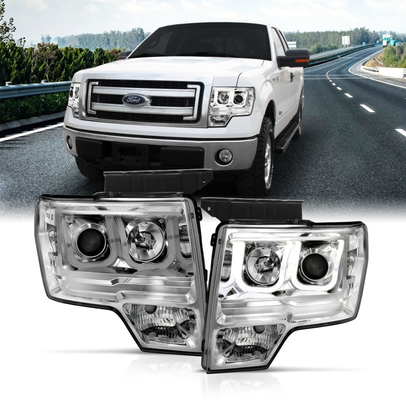 Anzo 2009-2014 Ford F-150 Projector Headlights w/ U-Bar Chrome 111264 Photo - Primary